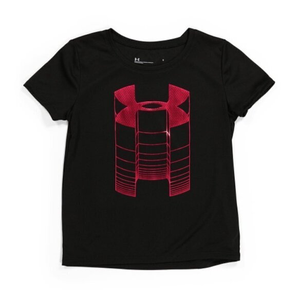 NWT UNDER ARMOUR Little Girls Metallic Graphic Print Logo Active T-Shirt - Picture 1 of 4